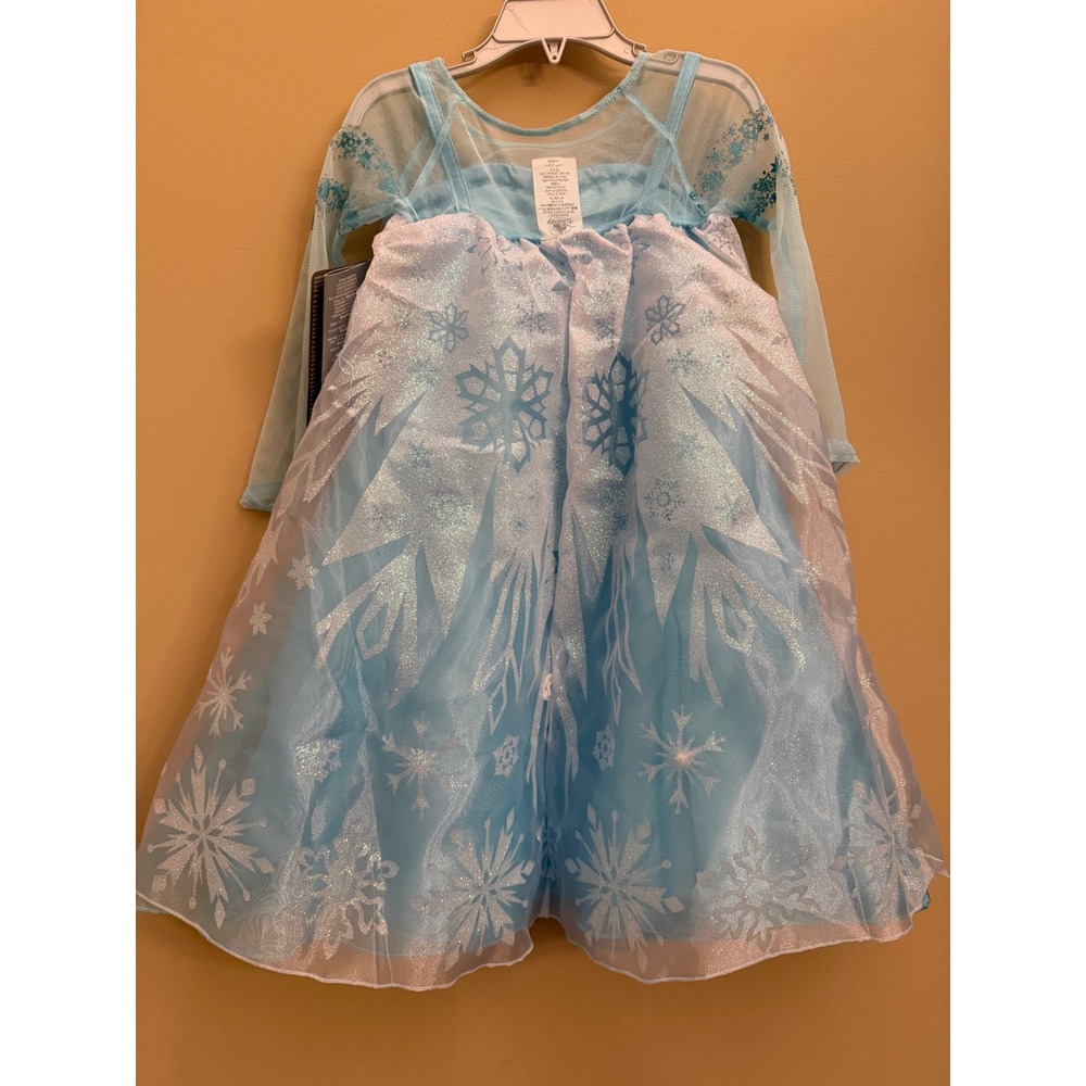 Disney Frozen Elsa Costume Dress Girls Size 3 Blue Glitter Snowflake Princess - Picture 3 of 4